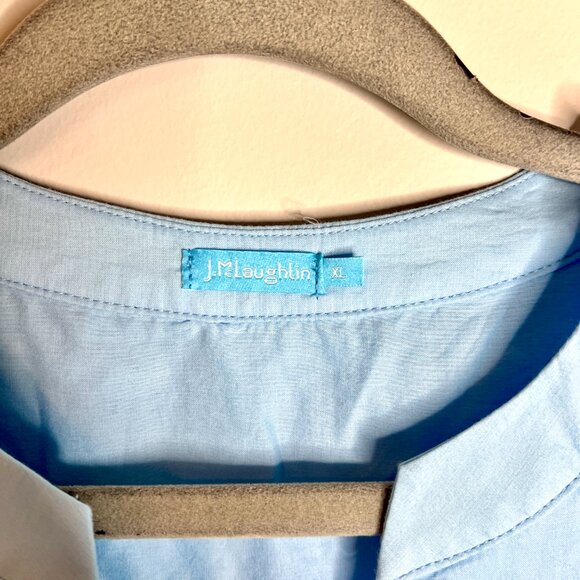 J.Mclaughlin Haxton Blouse Blue Button-Up 100% Cotton Preppy Old Money Sz XL - Picture 3 of 5